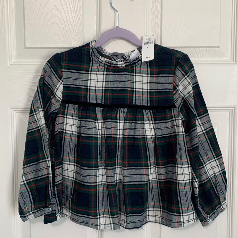 GAP Plaid Holiday Long Sleeve Top
